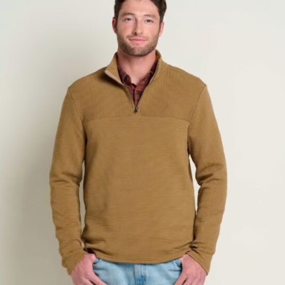 Toad & Co Mens Moonwake 1/4 Zip Pullover M Organic Cotton Brown Gorpcore Fall - Picture 11 of 11
